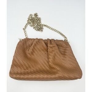 Anthropologie‎ Frankie Mini Clutch Brown  Crossbody Bag With Gold Chain Hobo